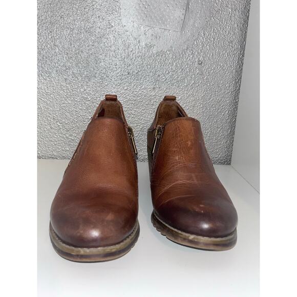 Pikolinos Baqueira Cognac Leather Ankle Booties 36 5.5–6 Stacked Heel Zip Casual - Picture 4 of 11